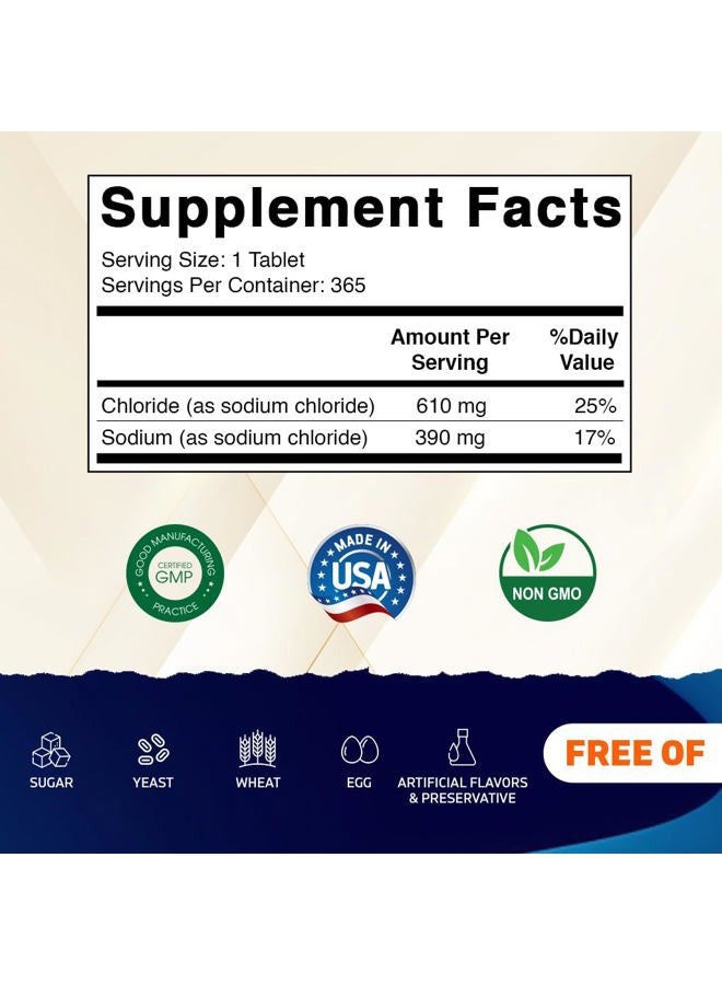Vitamatic Sodium Chloride 1000mg – 365 Tablets Electrolyte Replenisher & Hydration Support – Non-GMO, Gluten-Free - Image 2